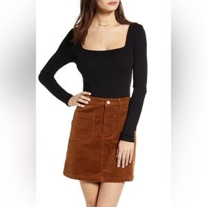 BP Square Neck Long Sleeve Bodysuit - Mustard